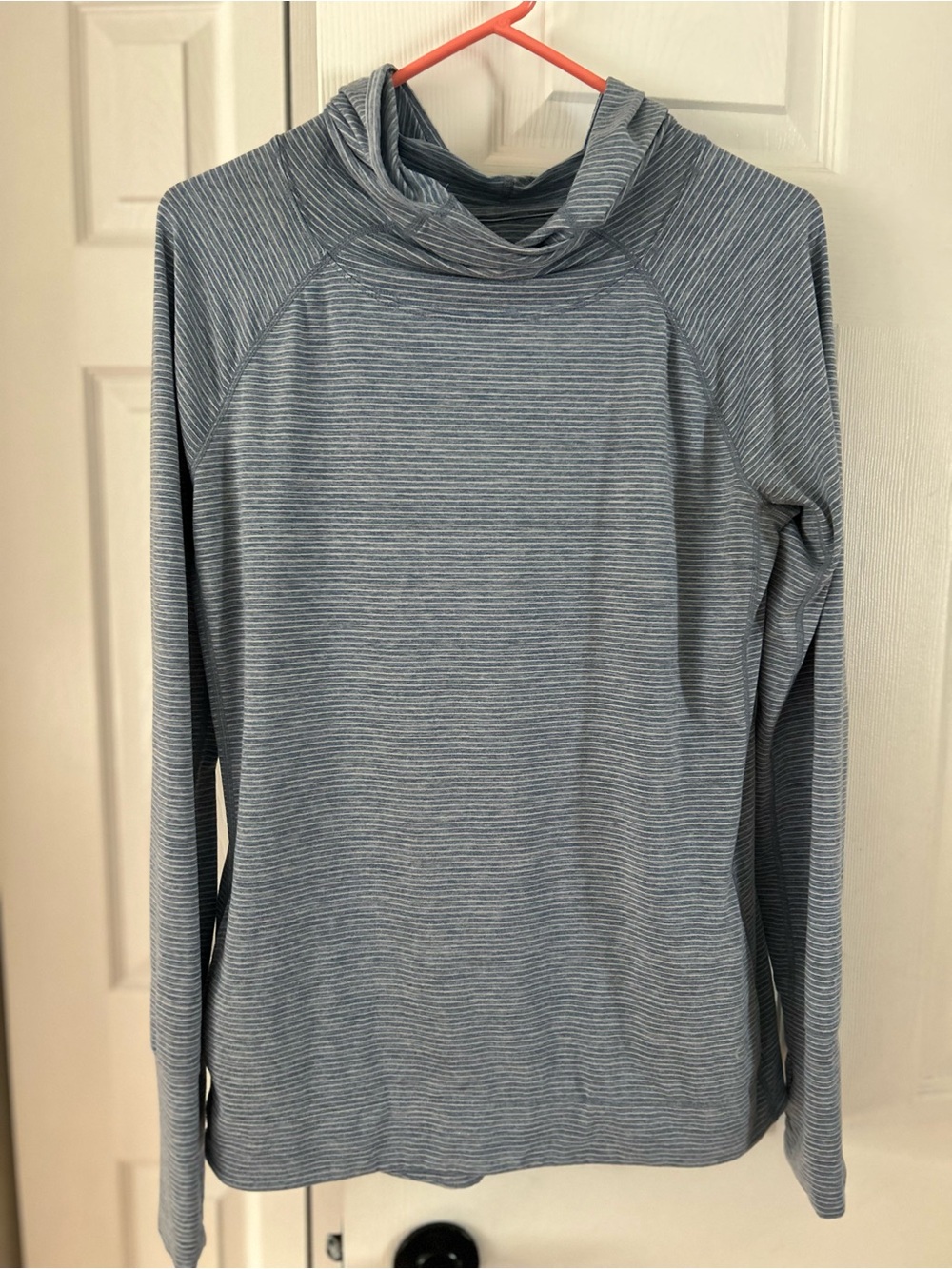 GAP Fit Light Blue Striped Cowl Neck Sweater